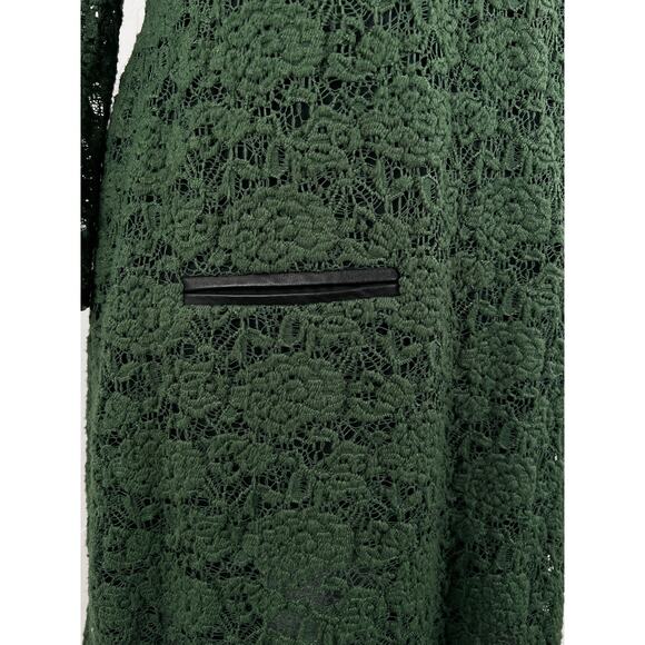 JUICY COUTURE Cire Juniper Green Lace & Leather Dress (Womens: Med) - Picture 4 of 12